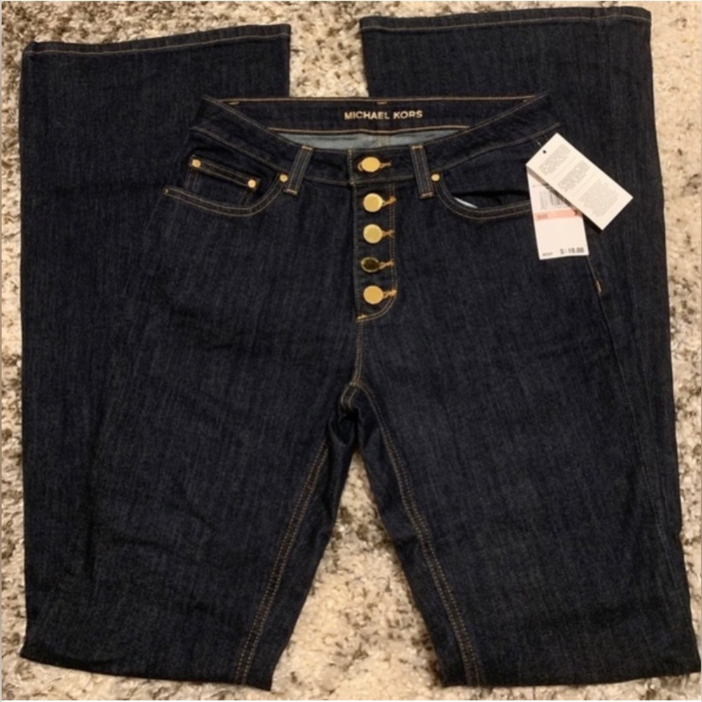 NWT Michael Michael Kors Selma Flare Indigo Wash Jeans 2